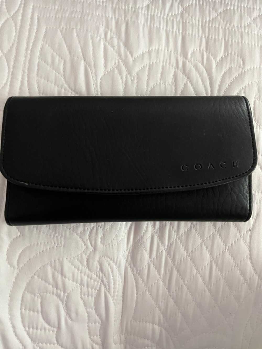 Coach Black Leather Flap Continental Wallet